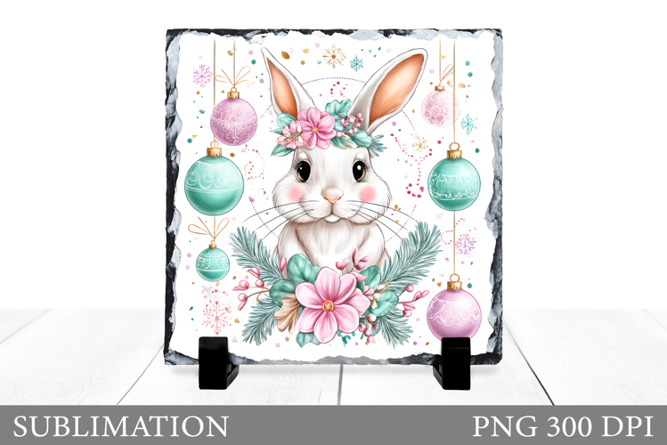 Christmas Bunny Sublimation. Christmas Bunny Slate Design