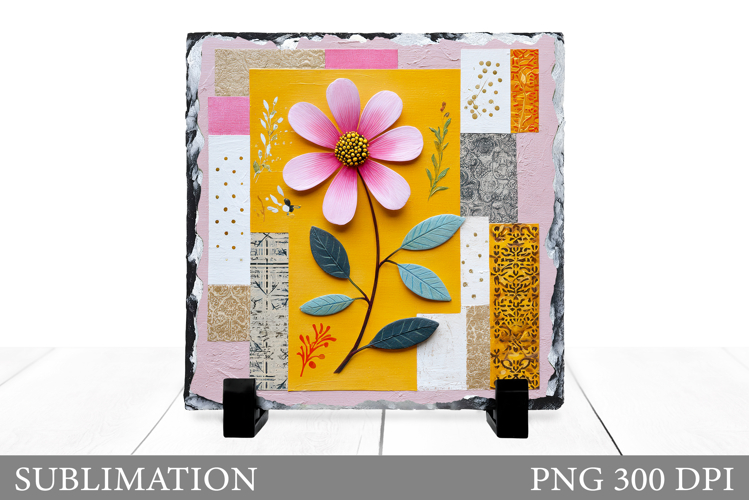 Floral Slate Design. Flowers Sublimation