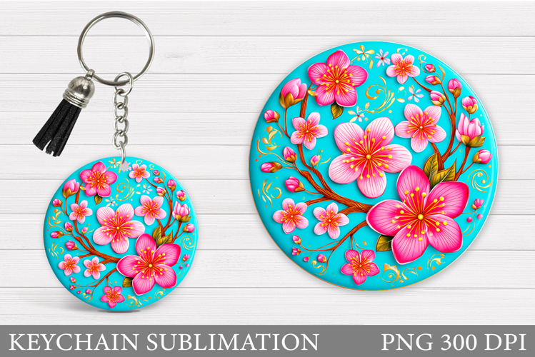 Flowers Keychain Design. Floral Keychain Sublimation