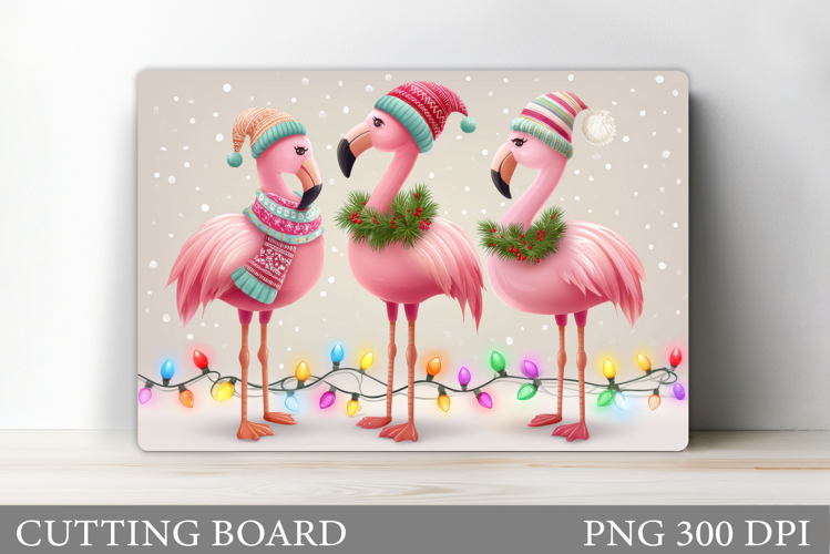 Christmas Flamingo Cutting Board. Christmas Cutting Board