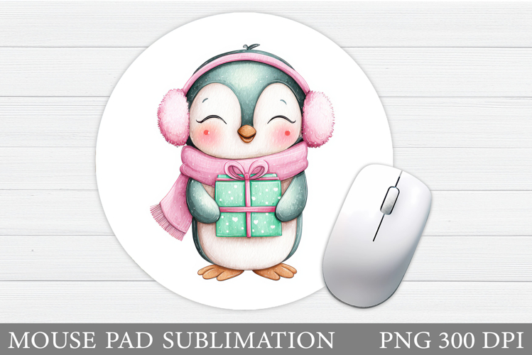 Christmas Penguin Mouse Pad. Christmas Mouse Pad Design