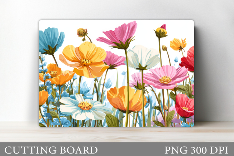 Flowers Cutting Board Sublimation. Wildflowers Cutting Board