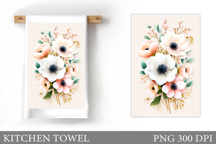 Flowers Kitchen Towel. Floral Kitchen Towel Sublimation