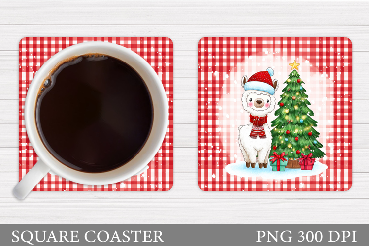 Christmas Lama Coaster Design. Christmas Coaster Sublimation