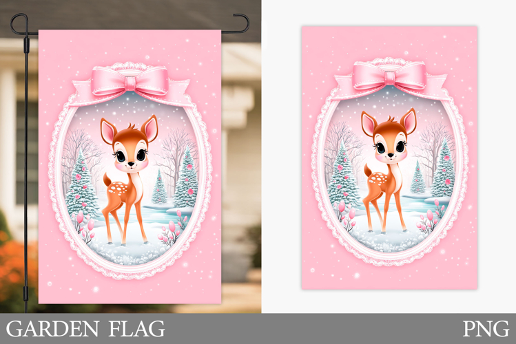 Christmas Deer Garden Flag. Christmas Garden Flag Design