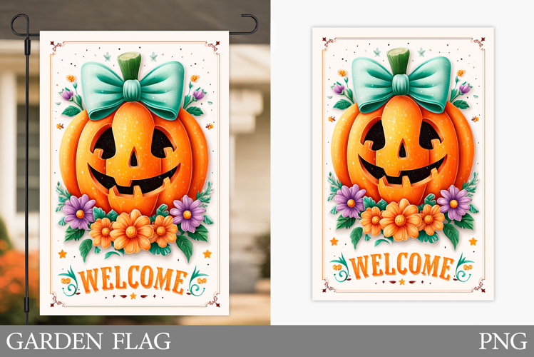 Halloween Garden Flag Design. Halloween Pumpkin Garden Flag