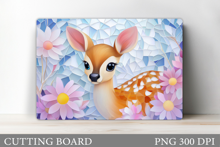 Cute Deer Cutting Board. Deer Flowers Cutting Board Design