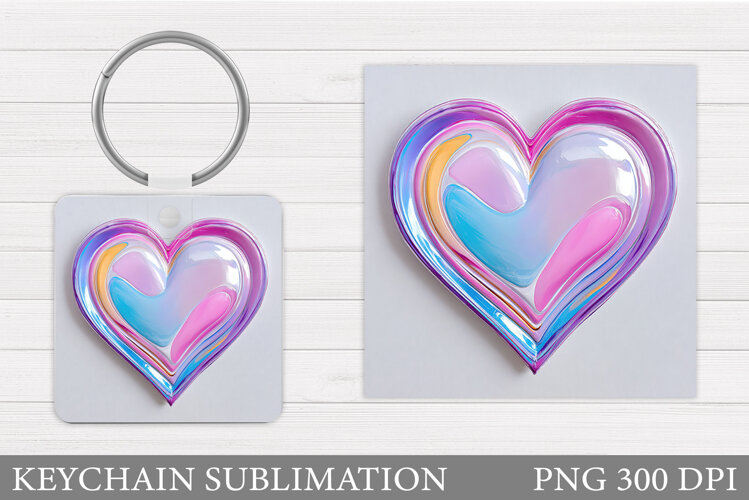 Heart Keychain Sublimation. Valentine Keychain Design example image 1