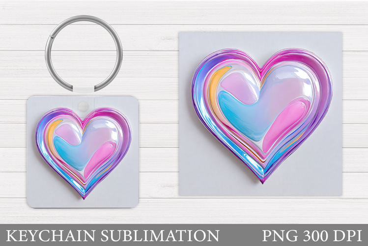 Heart Keychain Sublimation. Valentine Keychain Design