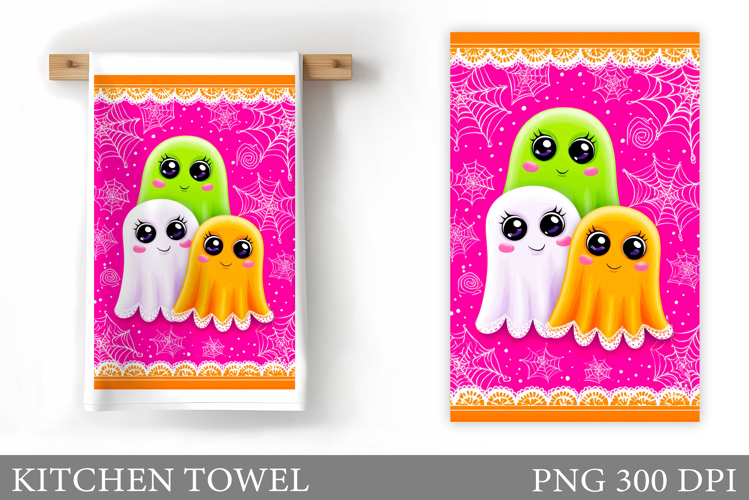 Cute Ghost Kitchen Towel. Cute Halloween Kitchen Towel