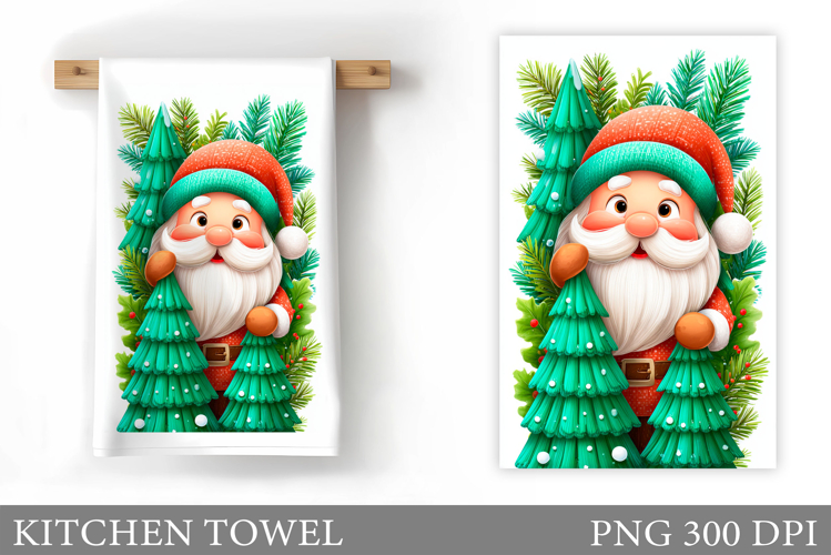 Santa Claus Kitchen Towel. Christmas Kitchen Towel Design