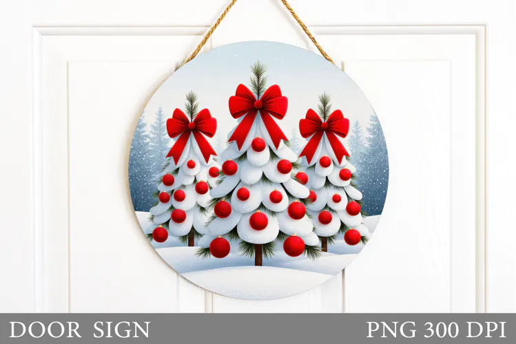 Christmas Tree Door Sign. Christmas Door Sign Design