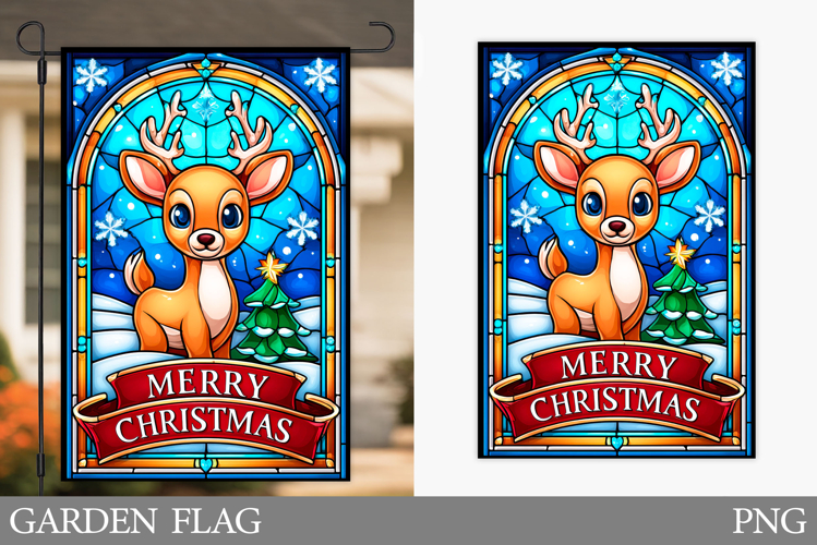 Christmas Deer Garden Flag. Christmas Garden Flag Design