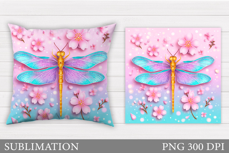 Dragonfly Pillow Design. Dragonfly Sublimation