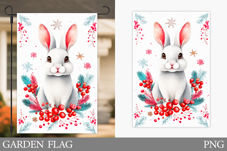 Christmas Bunny Garden Flag. Christmas Garden Flag Design