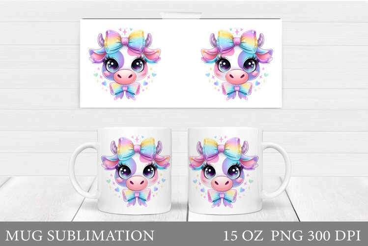 Iridescent Cow Mug Design. Iridescent Cow Sublimation example image 1