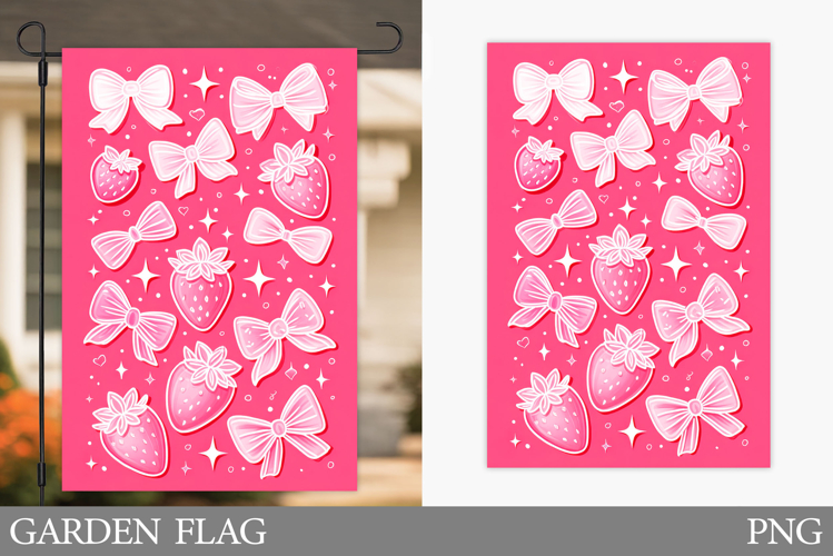 Strawberry Garden Flag Design. Summer Garden Flag