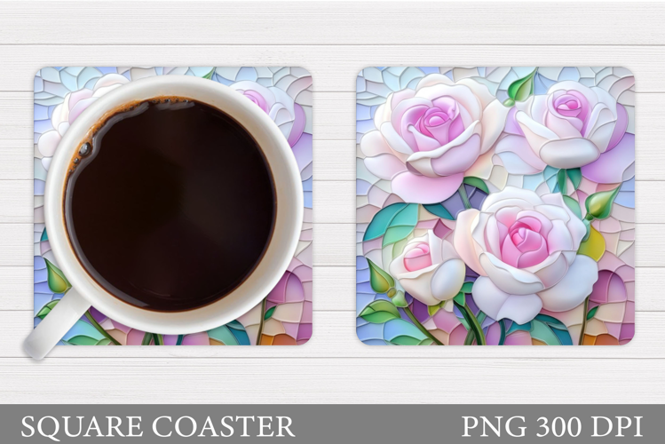 Roses Coaster Sublimation. Flowers Coaster Design