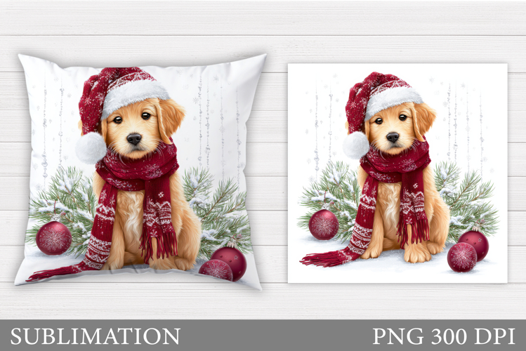 Christmas Dog Pillow Design. Christmas Pillow Sublimation