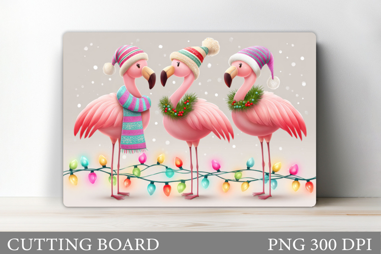 Christmas Flamingo Cutting Board. Christmas Cutting Board