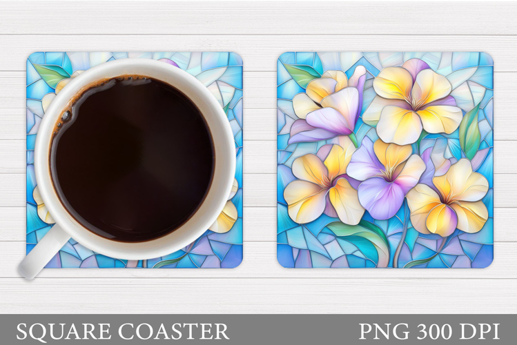 Flowers Coaster Sublimation. Floral Coaster Design