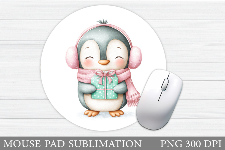 Christmas Penguin Mouse Pad. Christmas Mouse Pad Design