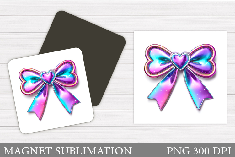 Iridescent Bow Magnet Design. Valentines Bow Sublimation