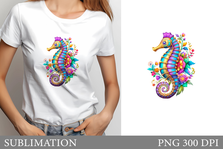 Seahorse T-Shirt Design. Cute Seahorse Sublimation