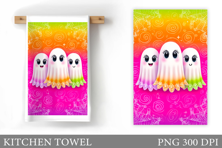 Ghost Kitchen Towel Design. Halloween Pumpkin Towel