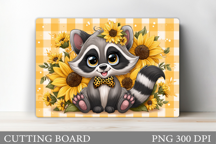 Cute Raccoon Cutting Board. Flowers Cutting Board Design
