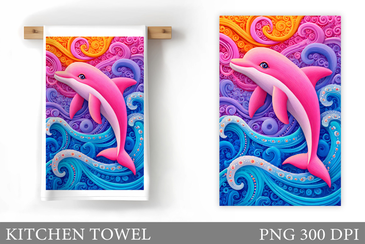 Dolphin Kitchen Towel. Sea Kitchen Towel Design