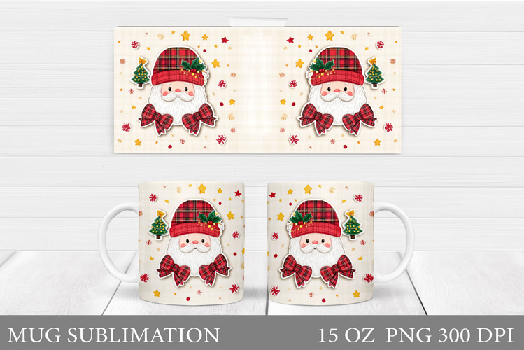 Cute Santa Claus Mug Design. Christmas Mug Sublimation