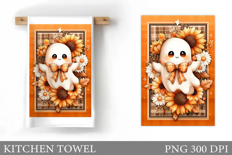 Ghost Kitchen Towel. Halloween Kitchen Towel Design