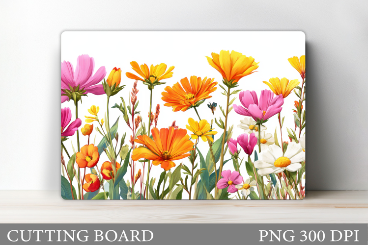 Flowers Cutting Board Sublimation. Wildflowers Cutting Board
