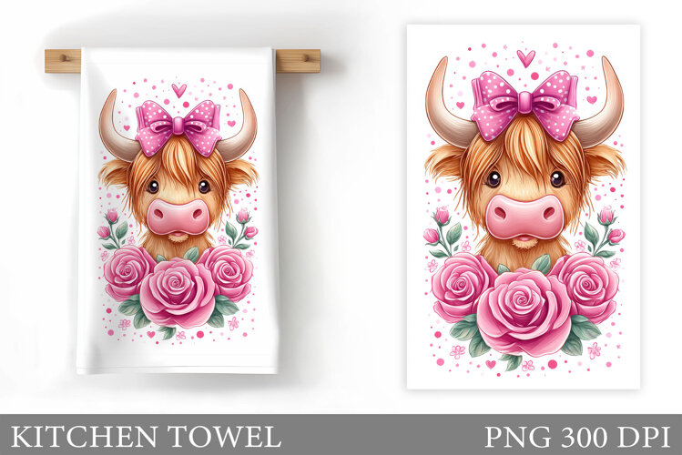 Cute Cow Kitchen Towel. Cow Summer Kitchen Towel Design example image 1