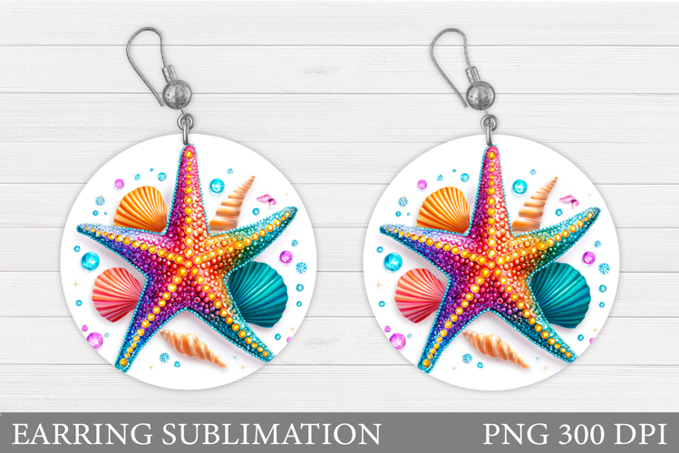 Starfish Earring Sublimation. Sea Earring Design