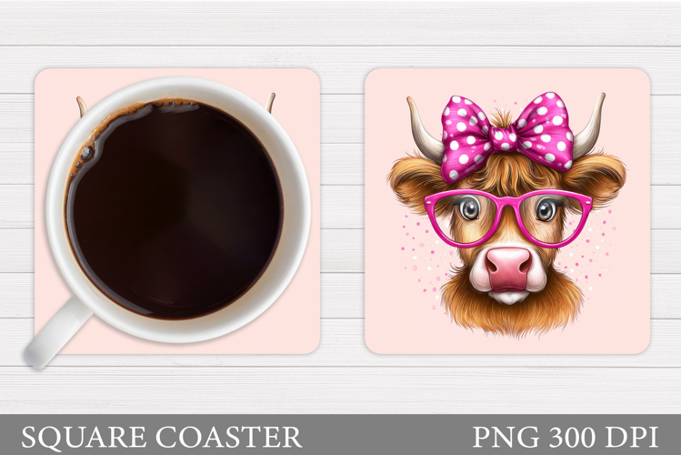 Cute Cow Coaster Design. Funny Cow Sublimation