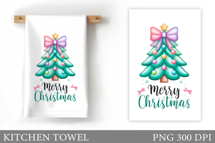 Christmas Tree Kitchen Towel. Christmas Deer Kitchen Towel
