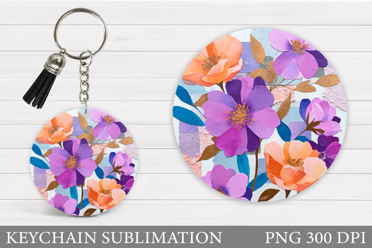 Flowers Keychain Design. Floral Keychain Sublimation