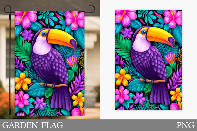 Toucan Garden Flag Design. Bird Garden Flag Sublimation