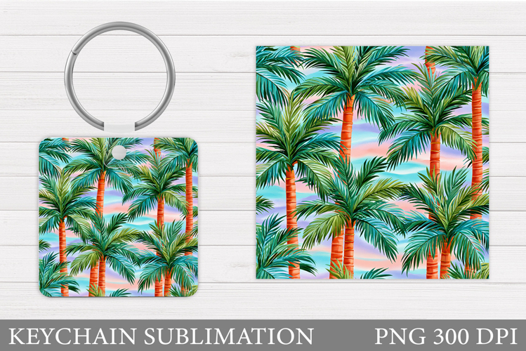 Palm Tree Keychain Sublimation. Summer Keychain Design