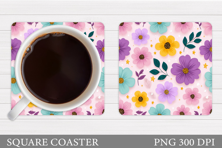 Flowers Coaster Design. Floral Coaster Sublimation