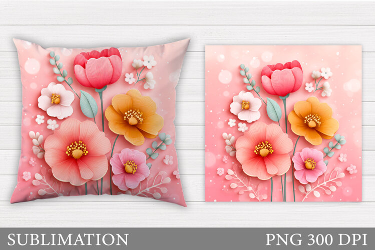 Floral Pillow Design. Flowers Pillow Sublimation example image 1
