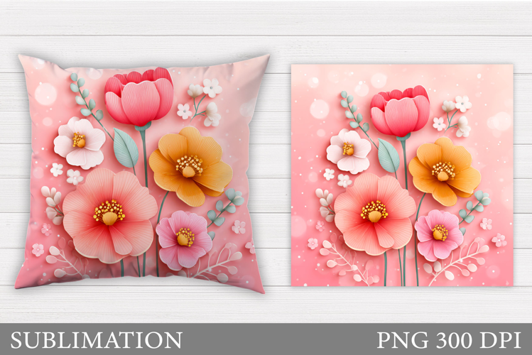 Floral Pillow Design. Flowers Pillow Sublimation