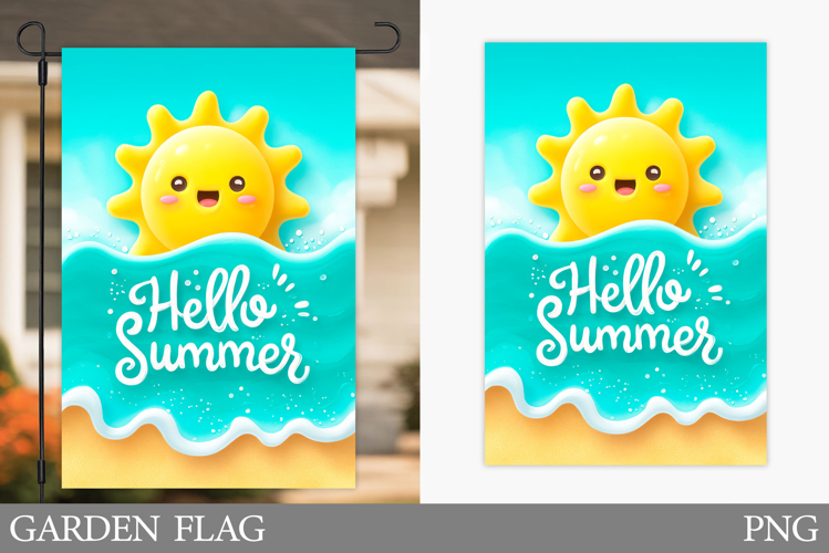 Sun Garden Flag Design. Sea Garden Flag Sublimation