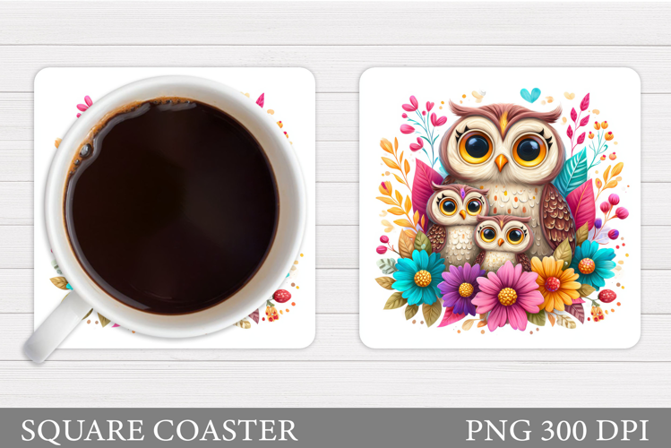 Cute Owls Coaster Design. Cute Owls Sublimation