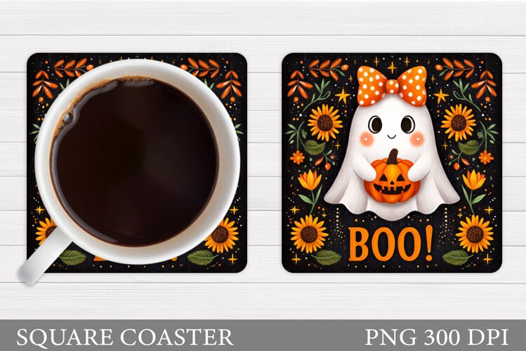 Ghost Coaster Design. Halloween Sublimation example image 1