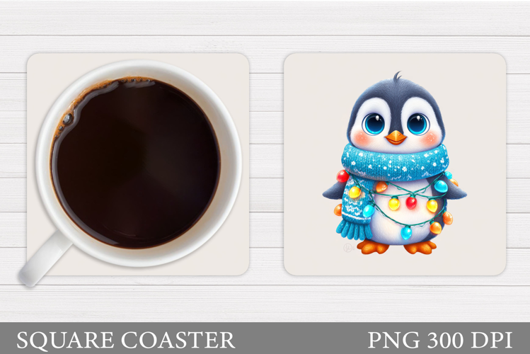 Christmas Penguin Coaster. Christmas Coaster Design