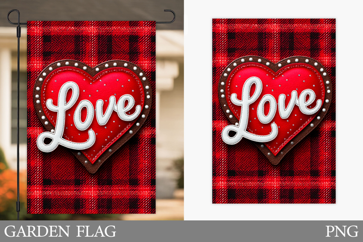 Valentines Heart Garden Flag. Valentines Garden Flag Design