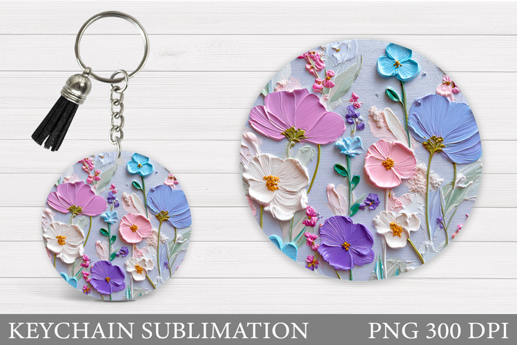 Wildflowers Keychain Design. Flowers Keychain Sublimation